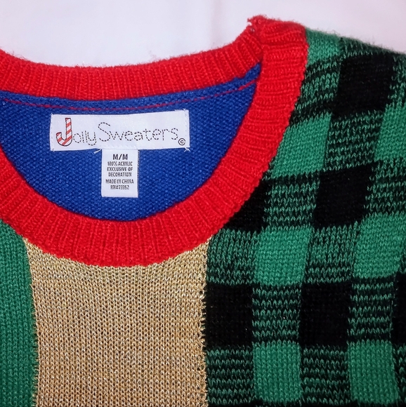 Vgt. Color Block Bow tie Present Ugly Christmas Sweater Size M/M - Picture 7 of 9